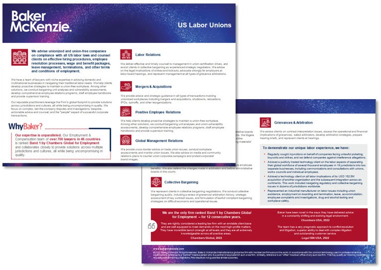 US Labor Unions Capabilities Brochure